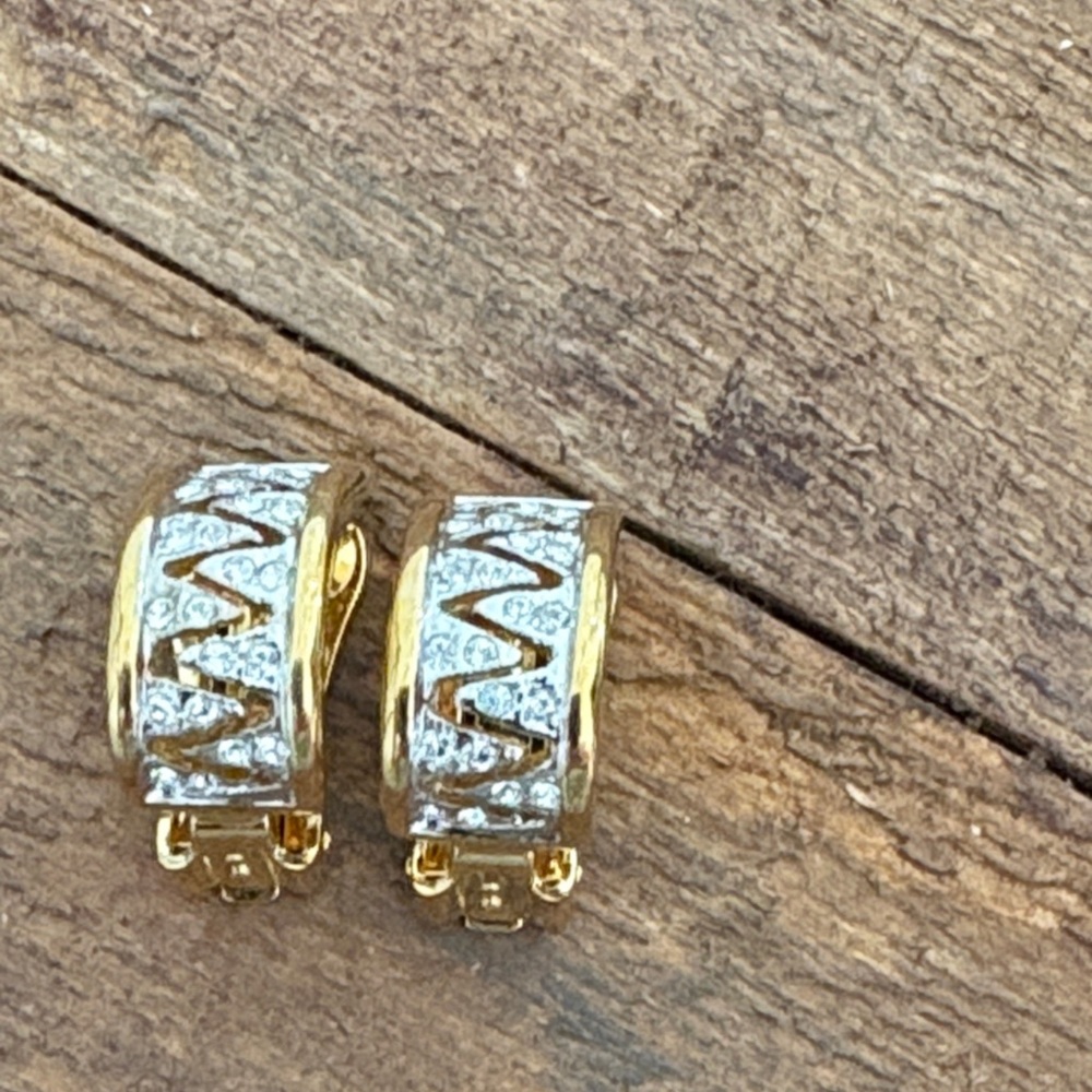 Elegant Rhinestone Hoop clip on earrings